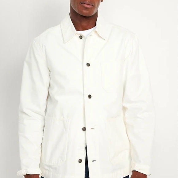 AE77 American Eagle canvas ecru cream jacket men’s size Large - Picture 1 of 8